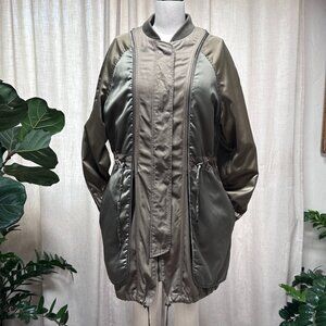 ASOS Olive Green Convertible Utility Parka Jacket Womens 4 2 In 1 Zip Off Layer